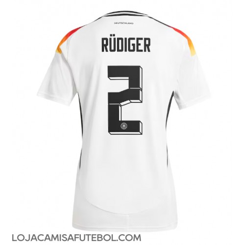 Camisa de Futebol Alemanha Antonio Rudiger #2 Equipamento Principal Mulheres Europeu 2024 Manga Curta